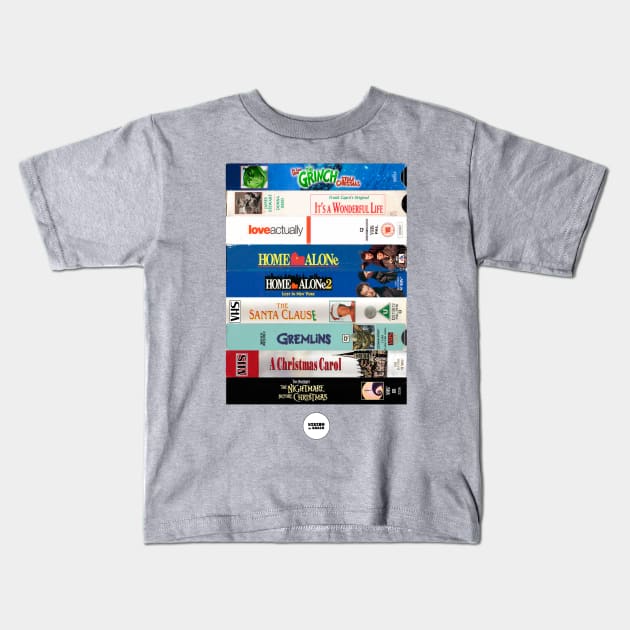 Christmas time VHS Stack Kids T-Shirt by visionofbrain